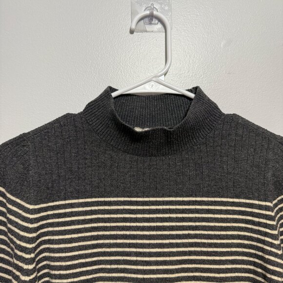 Striped Mock Neck Sweater Womens Size Medium By LOFT Ribbed Knit - Picture 5 of 7